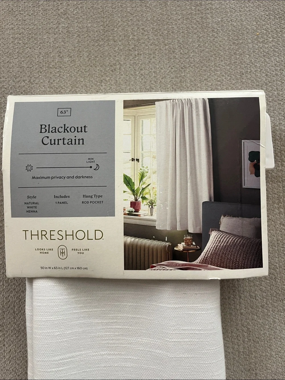 Threshold White Blackout Curtain Panel - Textured Light-Blocking Panel
